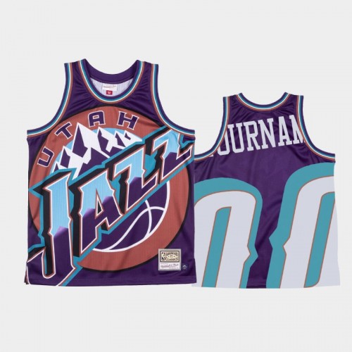 Utah Jazz #00 Custom Purple Big Face Jersey - Hardwood Classics