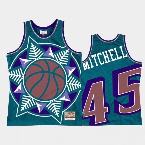 Utah Jazz #45 Donovan Mitchell Teal Big Face 2.0 Jersey