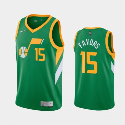 Men's Utah Jazz #15 Derrick Favors 2021 Earned Green Jersey