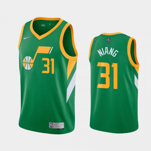 Men's Utah Jazz #31 Georges Niang 2021 Earned Green Jersey