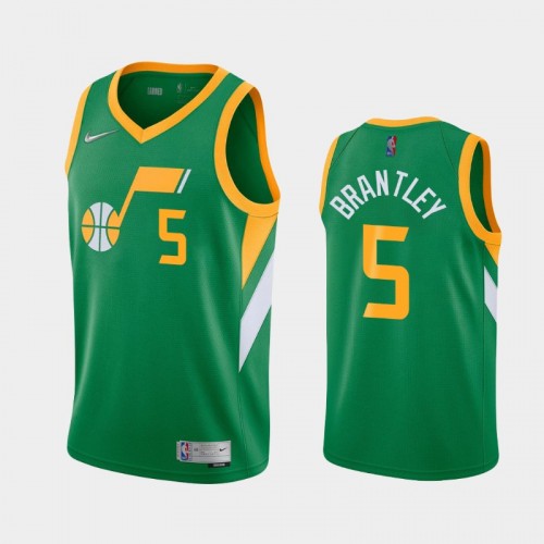 Men's Utah Jazz #5 Jarrell Brantley 2021 Earned Green Jersey