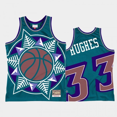 Utah Jazz #33 Elijah Hughes Teal Big Face 2.0 Jersey