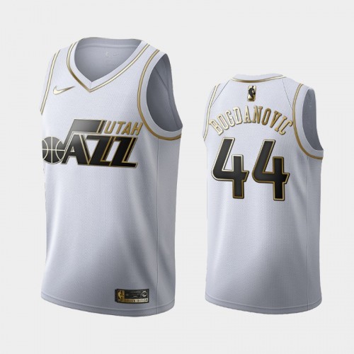 Men's Utah Jazz #44 Bojan Bogdanovic White Golden Edition Jersey