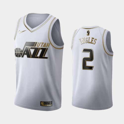 Men's Utah Jazz #2 Joe Ingles White Golden Edition Jersey