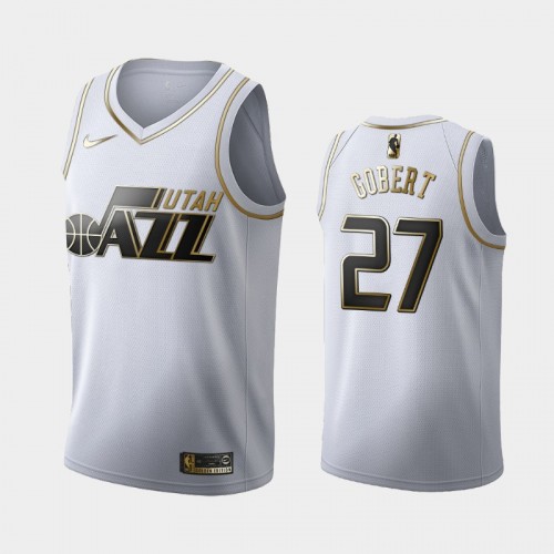 Men's Utah Jazz #27 Rudy Gobert White Golden Edition Jersey