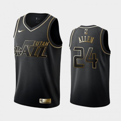 Men's Utah Jazz #24 Grayson Allen Black Golden Logo Jersey