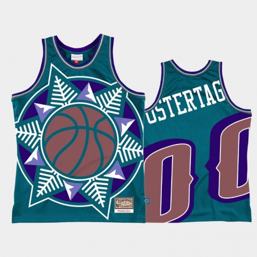 Utah Jazz #00 Greg Ostertag Teal Big Face 2.0 Jersey