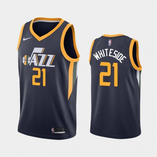 Utah Jazz Hassan Whiteside Men #21 Icon Edition 2021 Trade Navy Jersey