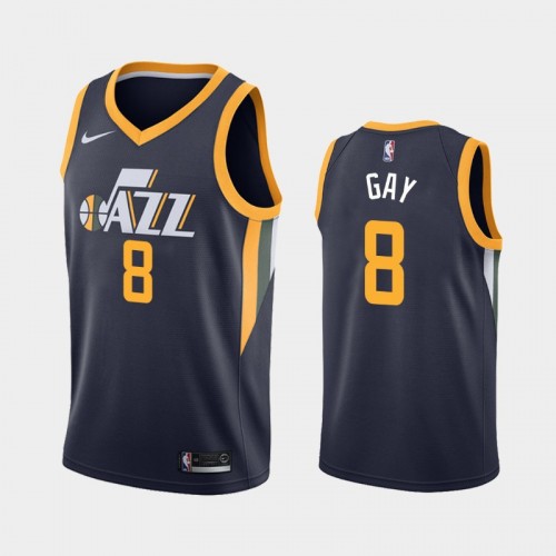 Utah Jazz Rudy Gay Men #8 Icon Edition 2021 Trade Navy Jersey