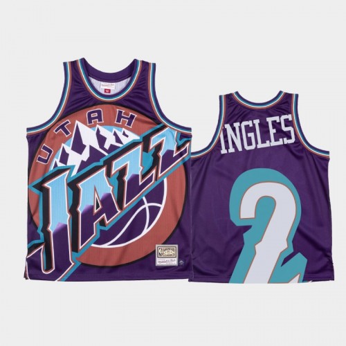 Utah Jazz #2 Joe Ingles Purple Big Face Jersey - Hardwood Classics