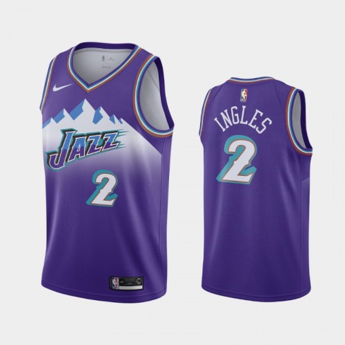 Men's Utah Jazz #2 Joe Ingles Hardwood Classics 90s Purple Mountain Jersey