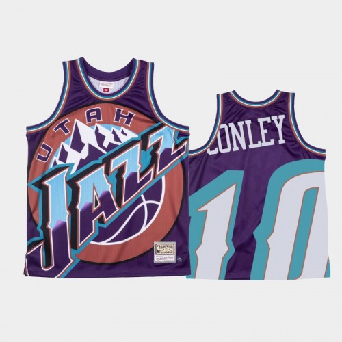 Utah Jazz #10 Mike Conley Purple Big Face Jersey - Hardwood Classics