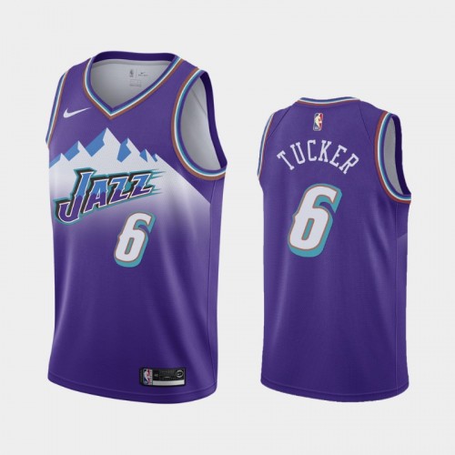 Men's Utah Jazz #6 Rayjon Tucker Hardwood Classics 2019-20 Purple Jersey