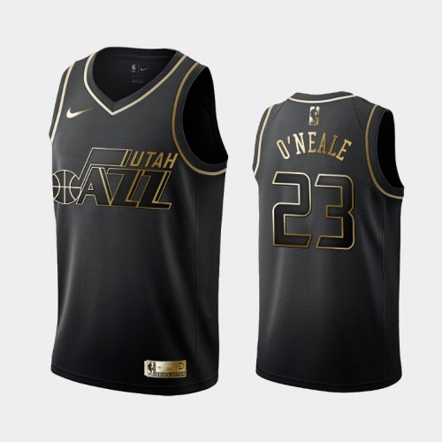 Men's Utah Jazz #23 Royce O'Neale Black Golden Logo Jersey