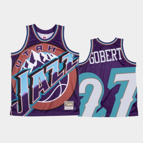 Utah Jazz #27 Rudy Gobert Purple Big Face Jersey - Hardwood Classics