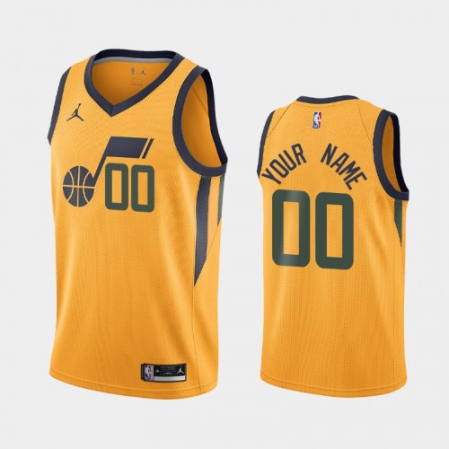 Men's Utah Jazz #00 Custom 2020-21 Statement Gold Jersey