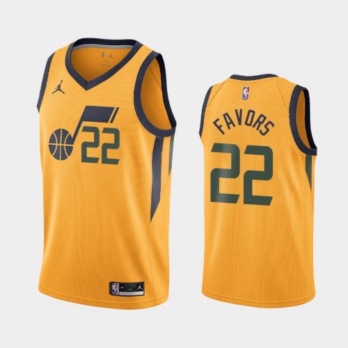 Men's Utah Jazz Derrick Favors #22 2020-21 Statement Yellow Jersey