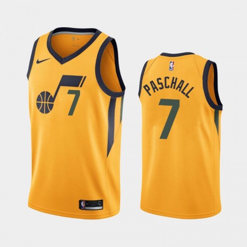 Utah Jazz Eric Paschall Men #7 Statement Edition 2021 Trade Gold Jersey