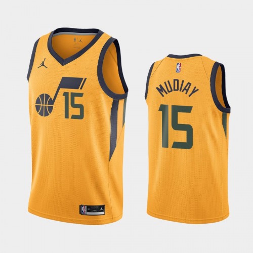 Men's Utah Jazz #15 Emmanuel Mudiay 2020-21 Statement Gold Jersey