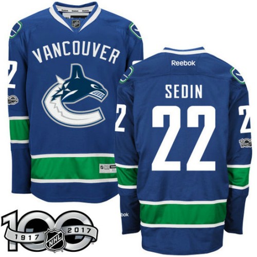#22 Daniel Sedin Royal 2017 Anniversary Patch Player Jersey