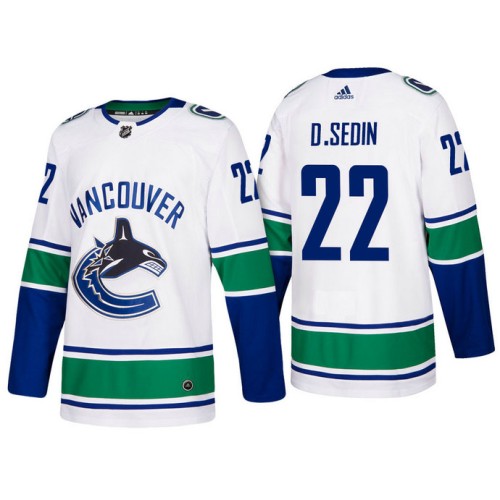 #22 Daniel Sedin White 2017-2018 Season Away Jersey