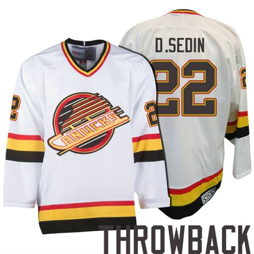 #22 Daniel Sedin White Premier Throwback Jersey