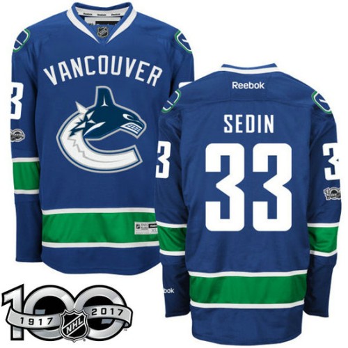 #33 Henrik Sedin Royal 2017 Anniversary Patch Player Jersey