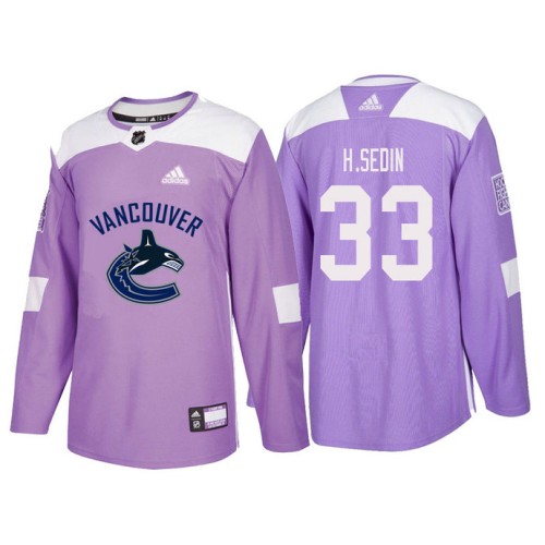 #33 Henrik Sedin Purple Hockey Fights Cancer Authentic Jersey