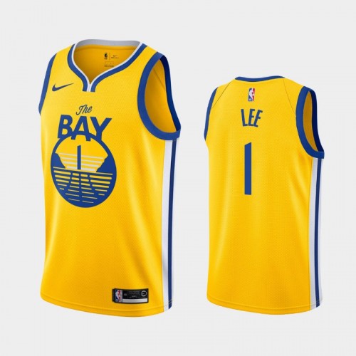 Men's Golden State Warriors #1 Damion Lee Gold Statement The Bay Jersey