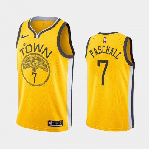 Golden State Warriors Earned #7 Eric Paschall Yellow 2019 NBA Draft Jersey