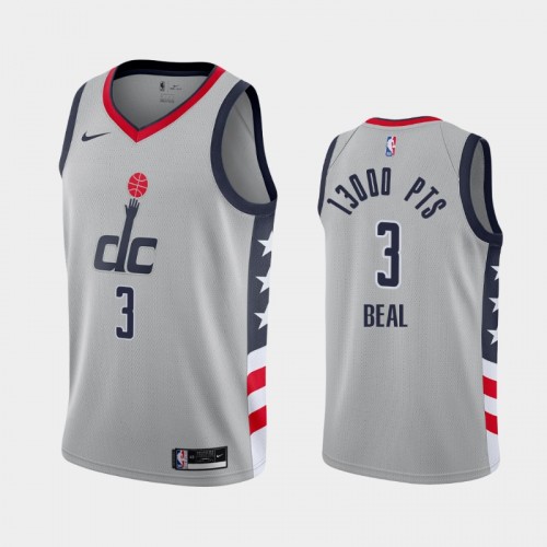 Men's Washington Wizards Bradley Beal 13000 Historic Scoring Record Gray Jersey