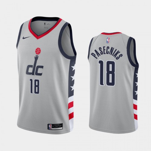 Men's Washington Wizards #18 Anzejs Pasecniks 2020-21 City Gray Jersey