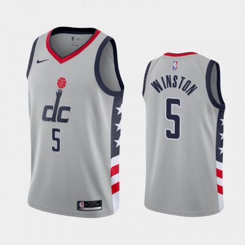 Men's Washington Wizards #5 Cassius Winston 2020-21 City Gray Jersey