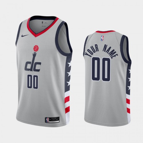 Men's Washington Wizards #00 Custom 2020-21 City Gray Jersey