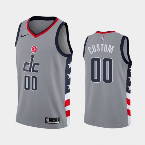 Men Washington Wizards #00 Custom 2020-21 City Edition Gray Jersey