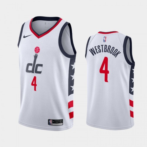 Men Washington Wizards Russell Westbrook #4 2020-21 City 2020 Trade White Jersey