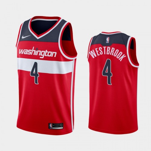 Men Washington Wizards Russell Westbrook #4 2020-21 Icon 2020 Trade Red Jersey