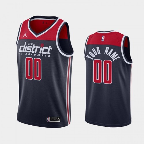 Men's Washington Wizards #00 Custom 2020-21 Statement Navy Jersey