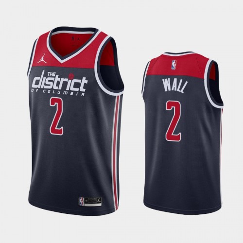 Men's Washington Wizards #2 John Wall 2020-21 Statement Navy Jersey