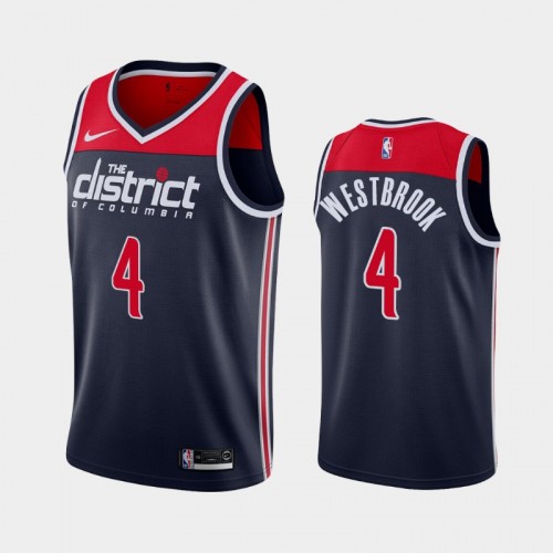 Men Washington Wizards Russell Westbrook #4 2020-21 Statement 2020 Trade Navy Jersey