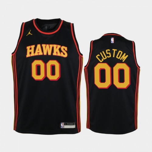 Youth 2020-21 Atlanta Hawks #00 Custom Black Statement Jordan Brand Jersey