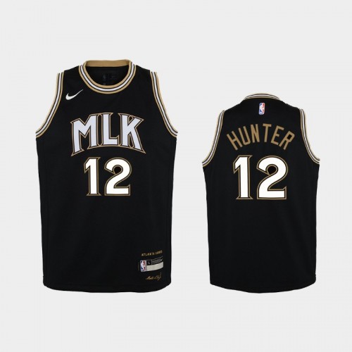 Youth 2020-21 Atlanta Hawks #12 De'andre Hunter Black MLK City Jersey