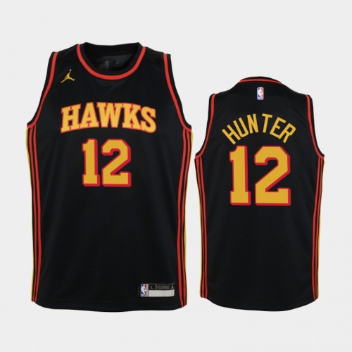 Youth 2020-21 Atlanta Hawks #12 De'andre Hunter Black Statement Jordan Brand Jersey