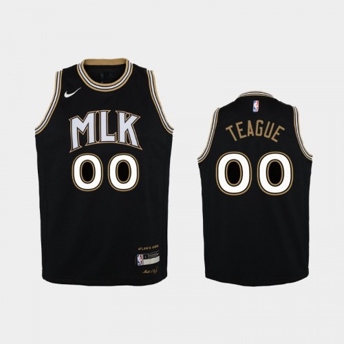 Youth 2020-21 Atlanta Hawks #00 Jeff Teague Black MLK City Jersey