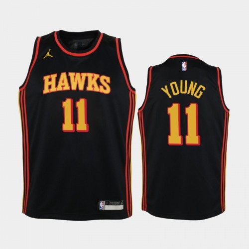 Youth 2020-21 Atlanta Hawks #11 Trae Young Black Statement Jordan Brand Jersey