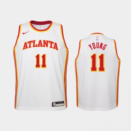 Youth 2020-21 Atlanta Hawks #11 Trae Young White Association Jersey