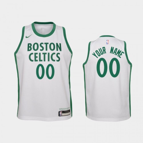 Youth 2020-21 Boston Celtics #00 Custom White City Jersey