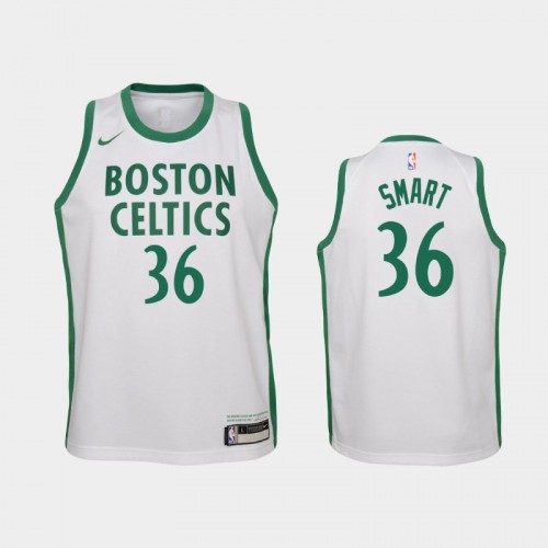 Youth 2020-21 Boston Celtics #36 Marcus Smart White City Jersey
