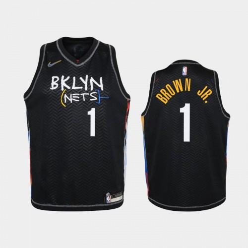 Youth 2020-21 Brooklyn Nets #1 Bruce Brown Jr. Black City Jersey