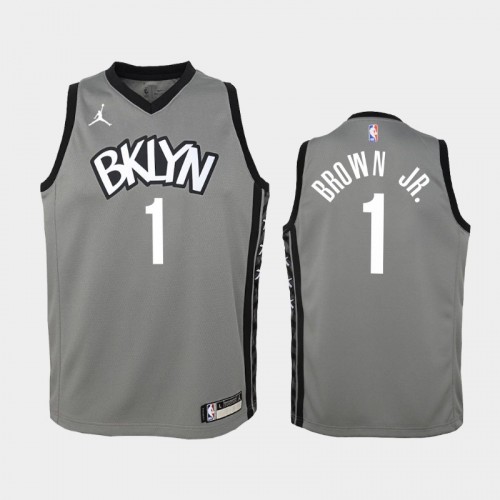 Youth 2020-21 Brooklyn Nets #1 Bruce Brown Jr. Gray Statement Jersey